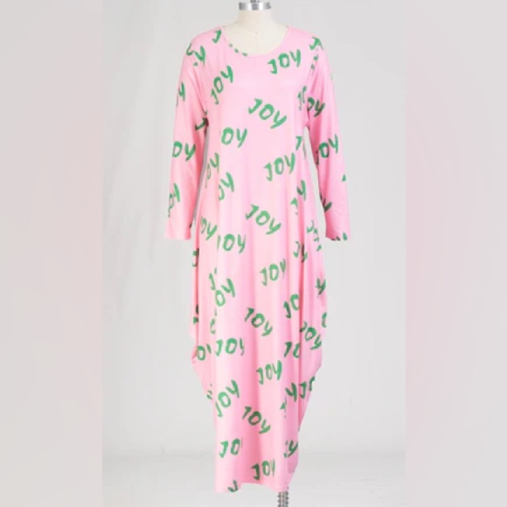 0960. Pink Joy Print Maxi Dress